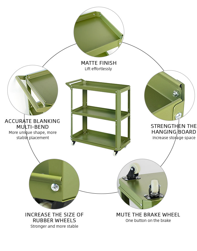 Personalized Metal Plant Cart with Wheels | 3 Shelf Utility Cart for Home Organization