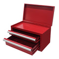 Red Metal Mini Tool Box with 2 Drawers, Compact Tool Organizer for Home DIY & Workshop