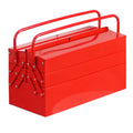 3-Tier Cantilever Metal Tool Box, Portable Red Steel Tool Chest with Handle for Workshop
