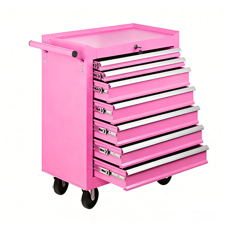 Heavy Duty Red Rolling Tool Chest, 7 Drawer Lockable Tool Organizer for Workshop