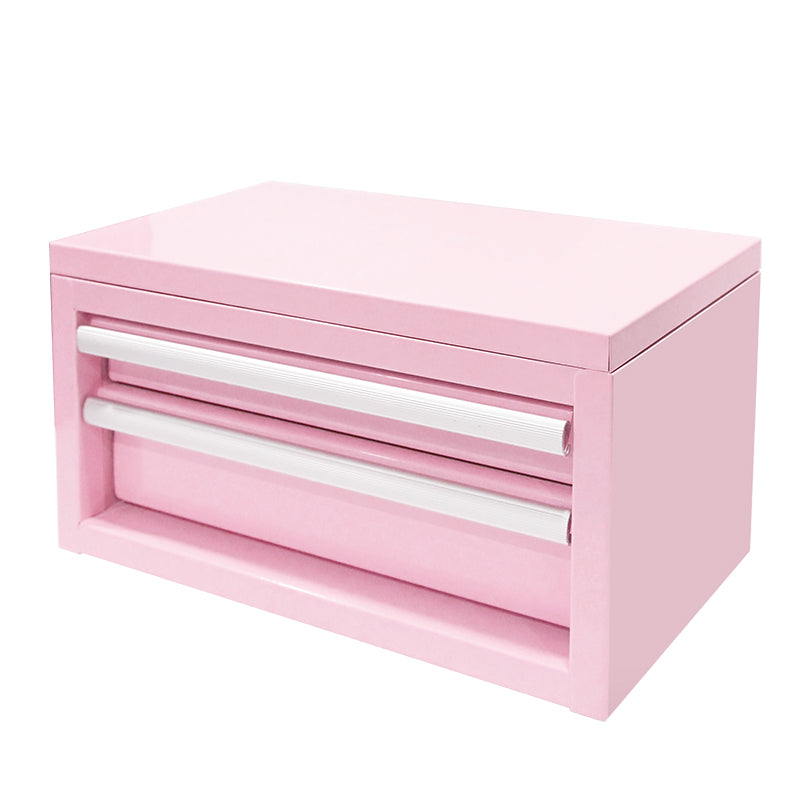 Mini Metal Tool Box with 2 Drawers, Cute Toy Storage Chest for Kids, Desk Organizer