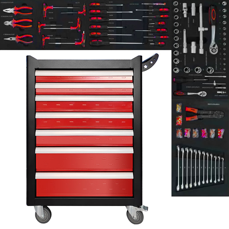 Professional 7-Drawer Rolling Tool Chest | Stainless Steel Garage Storage on Wheels